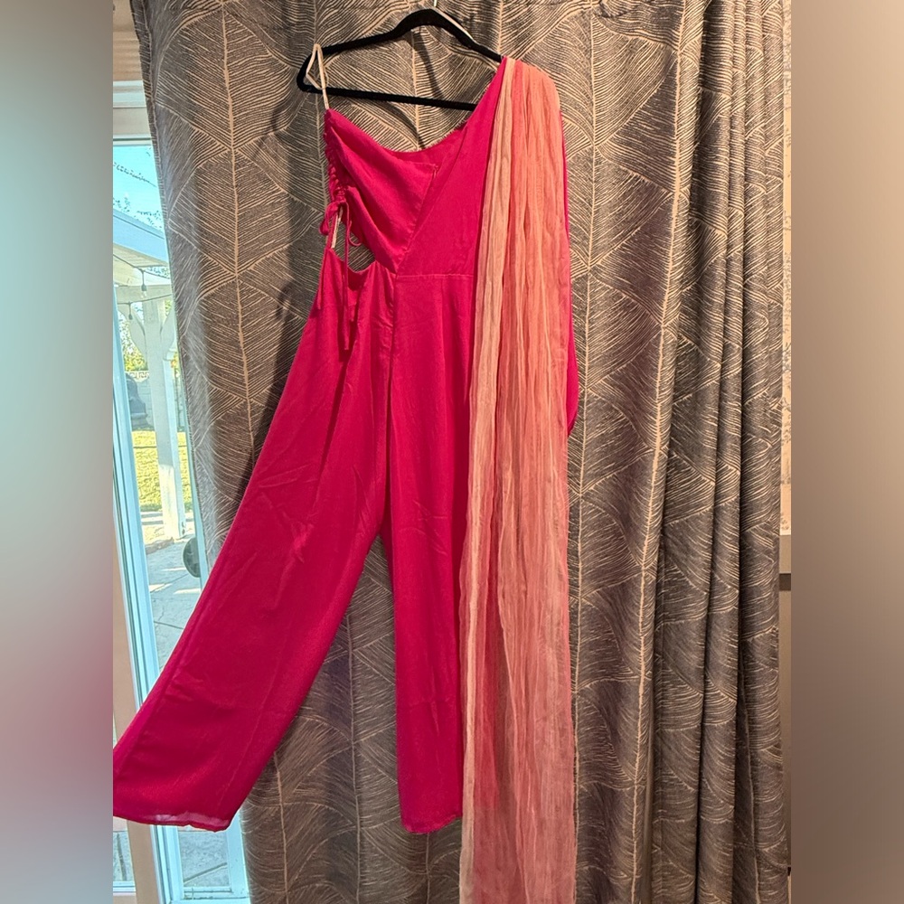 S Hot Pink One Shoulder Jumpsuit LuLus with Fun Fashion Custom Flare